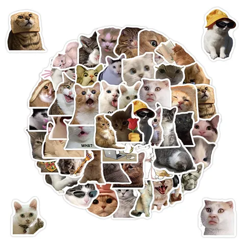 Adesivi Impermeabili Per Gatti Di Cartoni Animati Carini Divertenti Kitty Meme Graffiti Decalcomanie Per Bottiglia D'Acqua Laptop Bagagli