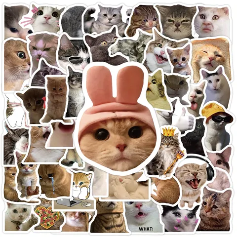 Adesivi Impermeabili Per Gatti Di Cartoni Animati Carini Divertenti Kitty Meme Graffiti Decalcomanie Per Bottiglia D'Acqua Laptop Bagagli