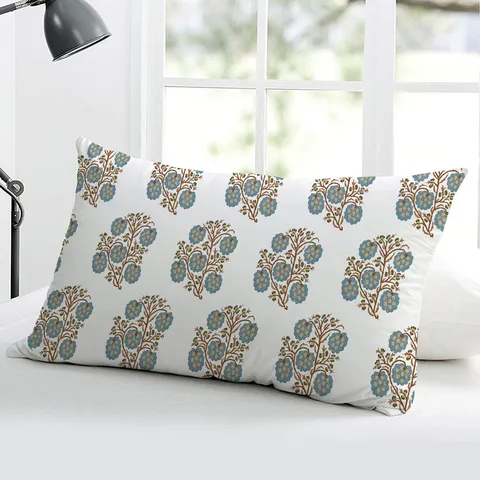 Federa per Cuscino Decorativa Senza Anima per Divano da Soggiorno e Letto in Lino Bianco con Motivo Floreale Botanico