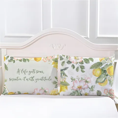 Citroen Bloemen Sierkussenhoes Fijne Linnen Kussenhoes Decoratieve Kussensloop Voor Bank Bed Woonkamer Decor