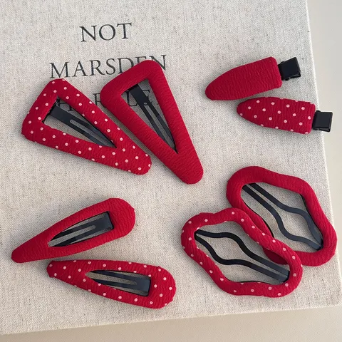 Koreaanse Stijl Pastorale Stof Rood Polka Dot Effen Kleur Geometrische Haarspelden Handgemaakt Zoet BB Clip Barrette Voor Vrouwen Dagelijks Accessoires