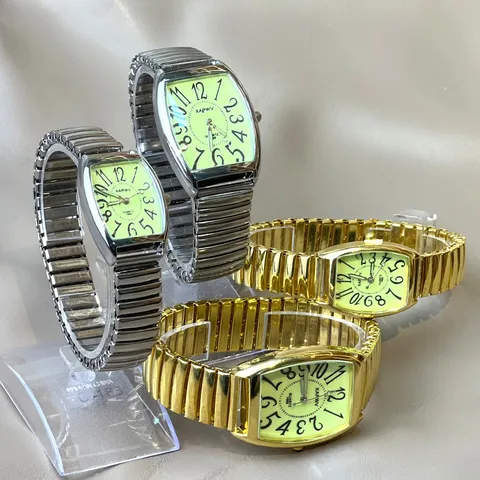 Mode Vierkante Lichtgevende Quartz Horloge Roestvrij Staal Stretchband Goud Zilver Casual Waterdichte Paar Polshorloge Mannen Vrouwen Zakelijke Sieraden