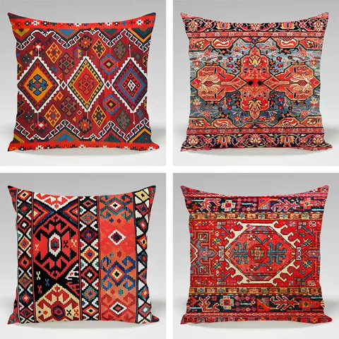 Ethnic Persian Style Square Pillow Cover Retro Geometric Pattern Decorative Throw Cushion Case For Sofa Bed Home Decor