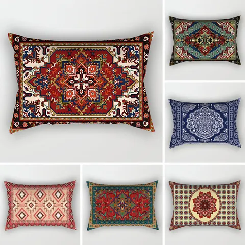 Federa Lunga Geometrica Persiana Retrò Decorativa Stile Boho Poliestere Soggiorno Divano Letto Copricuscino Schienale