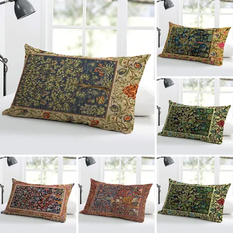 Stile Persiano Retro Poliestere Fodera per Cuscino Decorativa Vintage Botanico Floreale Soggiorno Divano Comodino Fodera per Cuscino Lombare