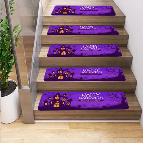 Halloween Stair Step Mats Non Slip Stair Treads Rugs Nordic Polyester Carpets Home Floor Protector Stair Mats