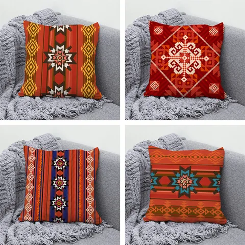 Ethnic Geometric Pattern Pillow Cover Polyester Decorative Cushion Cover For Sofa Living Room Home Bedding