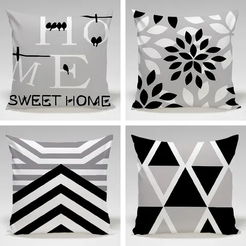 Funda de Almohada con Patrón Geométrico Moderno Funda de Cojín Cuadrada para Hogar Sala de Estar Sofá Dormitorio Funda Decorativa Sin Núcleo