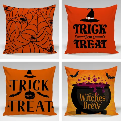 Federa per Cuscino Testa di Zucca di Halloween Stile Nordico Federa Quadrata Decorativa per Divano Letto Soggiorno