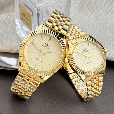 Klassische Gold Quarzuhr Mode Luxus Legierung Metall Armband Armbanduhr Für Herren Und Damen Business Rundes Zifferblatt Analoguhr
