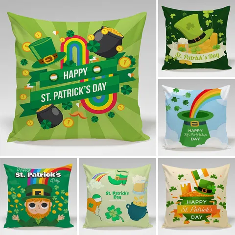 Fodera per Cuscino Decorativa di San Patrizio Trifoglio Irlandese Fodera in Poliestere