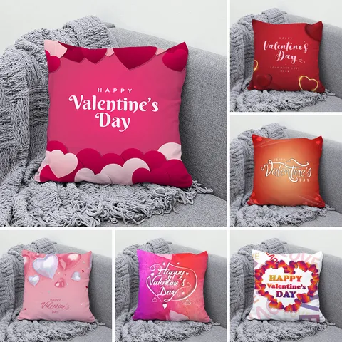 Federa per Cuscino Decorativa in Poliestere Moderno Minimalista per Letto Divano Casa Cuore Rosso di San Valentino