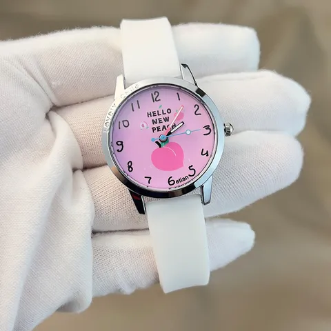 Kinder Cartoon Pfirsich Muster Silikon Armband Quarz Uhr Kinder Schöne Frucht Thema Armbanduhr Für Jungen Mädchen Geburtstagsgeschenk