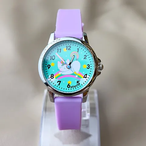Kinder Cartoon Einhorn Katze Regenbogen Quarzuhr Buntes Silikonarmband Analoge Armbanduhr Für Jungen Mädchen Schüler Geschenk