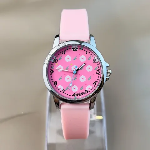 Süße Cartoon Kirschblüte Kinder Quarzuhr Leuchtzeiger Rund Legierung Gehäuse PU Band Schüler Mädchen Armbanduhr Geschenk