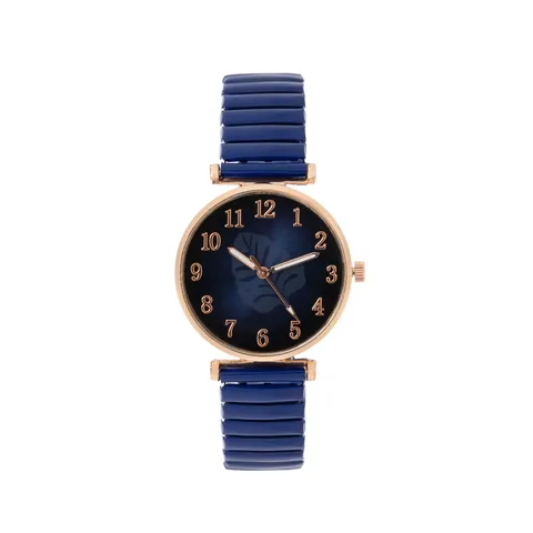 Damen Mode Quarzuhr Legierung Elastisches Band Blattmuster Zifferblatt Arabische Ziffern Lässige Studenten Armbanduhr