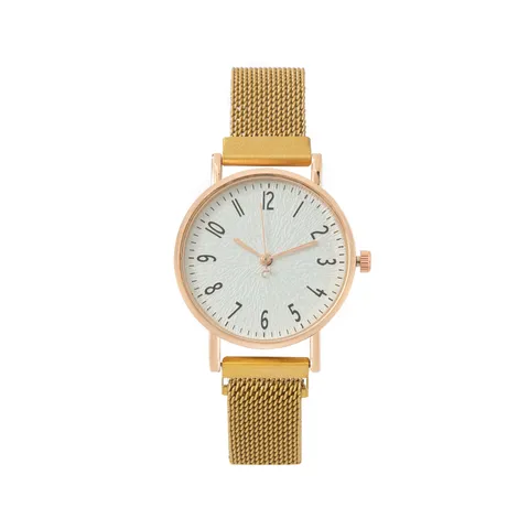 Minimalistische Damen Mode Quarzuhr Numerisch Texturiert Zifferblatt Mesh Magnetschließe Edelstahl Armband Lässige Armbanduhr Geschenk