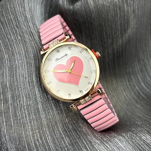 Mode Damen Herz Quarzuhr Mit Strass Zifferblatt Elastisches Band Luxus Casual Damen Armbanduhr Valentinstag Geschenk