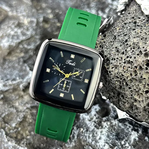 Mode Quadratisches Zifferblatt Quarzuhr Für Herren Damen Legierung Gehäuse Silikon Armband Strass Akzente Lässig Studenten Armbanduhr