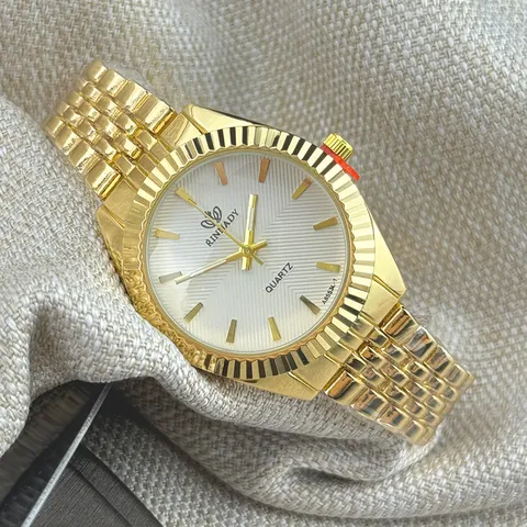 Klassische Gold Quarzuhr Mode Luxus Legierung Metall Armband Armbanduhr Für Herren Und Damen Business Rundes Zifferblatt Analoguhr