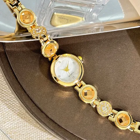 Damen Mode Luxus Strass Armbanduhr Elegante Legierung Quarzuhr Mit Farbigen Edelsteinen Für Tägliche Party Geschenk