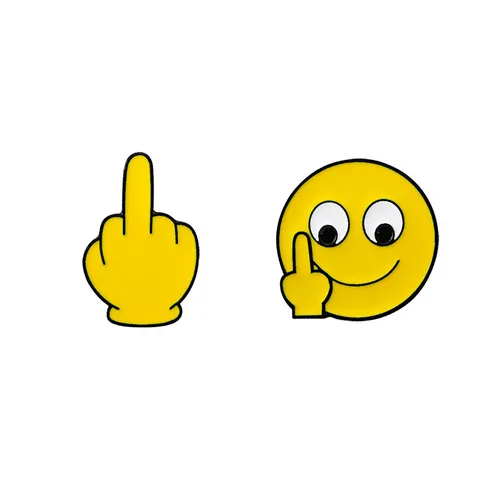 Divertente Spilla Emoji Dito Medio Cartone Animato Spilla in Lega Smalto per Zaino Decorazione Abbigliamento Gioielli