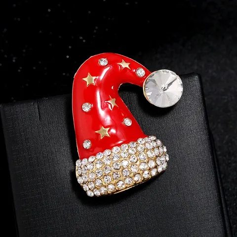 Weihnachtsbrosche Legierung Strass Emaille Weihnachtsbaum Schneeflocke Rentier Weihnachtsmann Hut Kranz Glocke Mode Schmuck