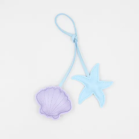 Mignon Pendentif Porte Cles en Cuir PU Etoile de Mer Coquillage Charme Sac Plage Ete Ornement Suspendu Voiture Pour Quotidien