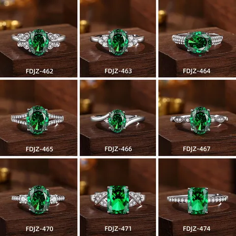 S925 Sterling Zilver Smaragd Snit Groene Koolstofrijke Diamant Ring Voor Vrouwen Luxe Ice Cut Vierkante Edelsteen Ring Zilver Ingelegde