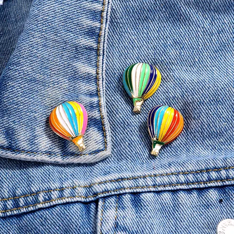 Creative Colorful Hot Air Balloon Brooch Enamel Drip Zinc Alloy Badge For Clothes Backpack Decoration Artistic Cartoon Pin Jewelry