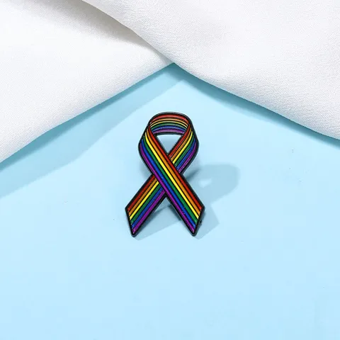 Broche de Cinta de Arco Iris Pin de Esmalte Insignia de Concientización Aleación Prevención del Cáncer de Mama Accesorio para Mochila Joyería Regalo