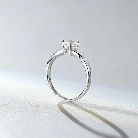 GRA Minimalistisch 925 Sterlingsilber Moissanit Ring Rund Geometrisch Verdreht Eingelegt Strass Ring Für Valentinstag Damen Schmuck
