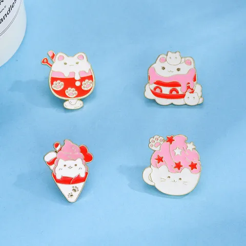 Simpatica Spilla in Lega di Gatto del Fumetto Spilla in Smalto di Metallo Rosa Dolce Distintivo per Zaino Vestiti Gioielli