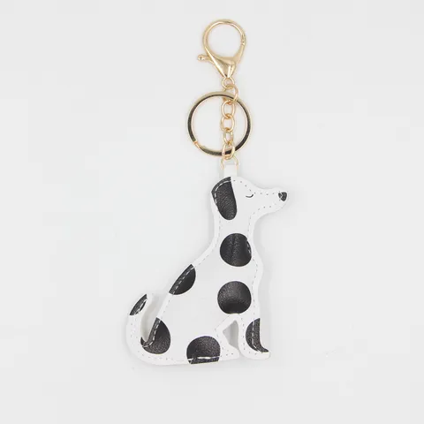 Süßer PU Leder Gefleckter Dalmatiner Hund Schlüsselanhänger Cartoon Welpe Tasche Anhänger Auto Ornament Dekorativer Tier Schlüsselring