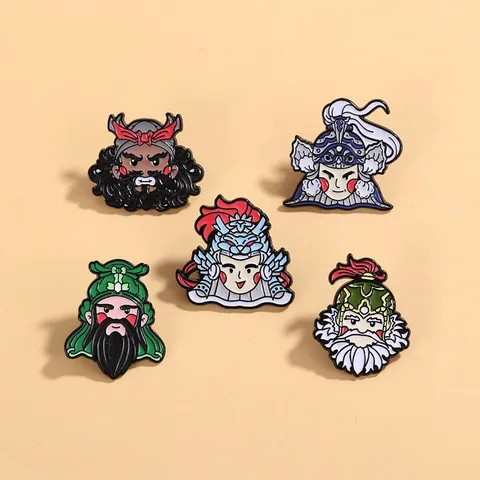 Vijf Tijgergeneraals Cartoon Broche Legering Schattig Guan Yu Zhang Fei Zhao Yun Ma Chao Huang Zhong Drie Koninkrijken Badge