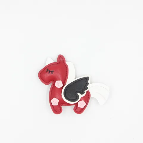 Llavero de Unicornio de Cuero PU de Dibujos Animados Lindo Colgante de Pegaso Alado Cosido a Mano Accesorio para Bolso y Coche