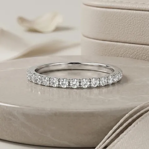 Minimalistischer 925 Sterlingsilber Moissanit Halb Eternity Ring Für Damen Zierliches Stapelbares Glitzerndes Band Schmuck Geschenk
