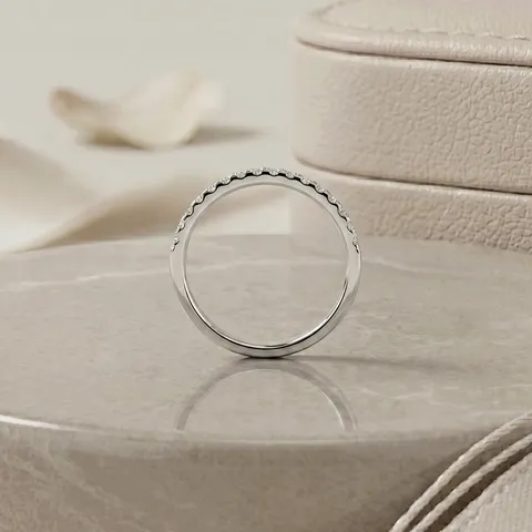 Minimalistischer 925 Sterlingsilber Moissanit Halb Eternity Ring Für Damen Zierliches Stapelbares Glitzerndes Band Schmuck Geschenk