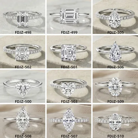 GRA S925 Sterling Silver Moissanite Ring For Women Sparkling Fancy Cut Emerald Heart Pear Shape Wedding Engagement Ring Niche Design Fine Jewelry