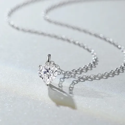 925 Sterlingsilber Herz Moissanit Anhänger Halskette Für Damen Elegante Süße Herzförmige Schlüsselbeinkette Schmuck Geschenk