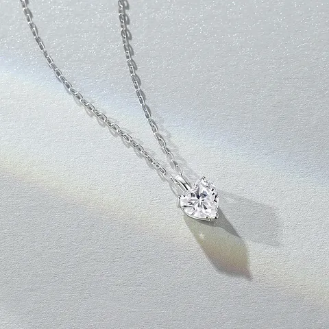925 Sterlingsilber Herz Moissanit Anhänger Halskette Für Damen Elegante Süße Herzförmige Schlüsselbeinkette Schmuck Geschenk