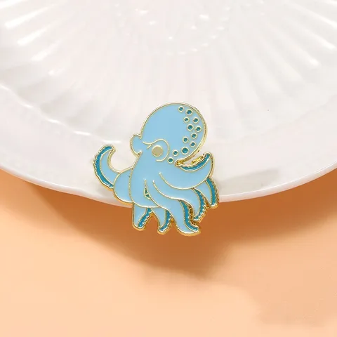 Lindo Broche de Pulpo de Aleación de Cinc Pintura de Esmalte Alfiler de Solapa Insignia de Animal de Dibujos Animados Cintura Ropa Ajuste Anti-Exposición