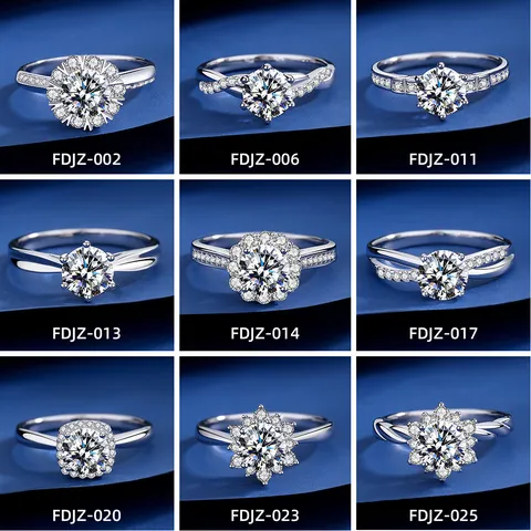 925 Sterlingsilber Moissanit Ring Für Damen Verstellbarer Offener Ring D-Farbe Funkelnder Schmuck Für Hochzeit Verlobung Party GRA Zertifizierter Schmuck Geschenk