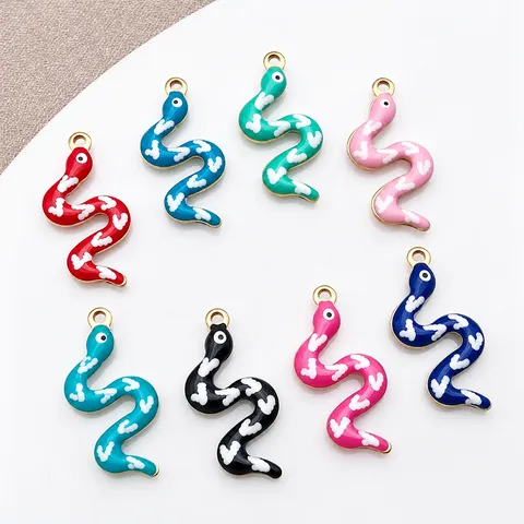 Pendentifs en Forme de Serpent en Acier Inoxydable pour Fabrication de Bijoux DIY Plaqués Or Émail Pendentifs Double Face pour Colliers Bracelets