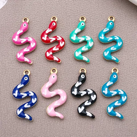 Edelstahl Schlangenanhänger Für DIY Schmuckherstellung Vergoldet Tropföl Doppelseitige Schlange Charms Halskette Armband Zubehör Für Damen Herren