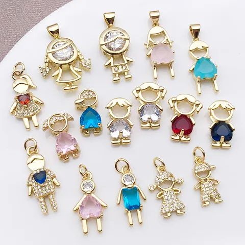 18K Echt Verguld Koper Zirconia Jongen Meisje Hangers DIY Sieraden Voor Ketting Armband Maken Minimalistische Mode Accessoires