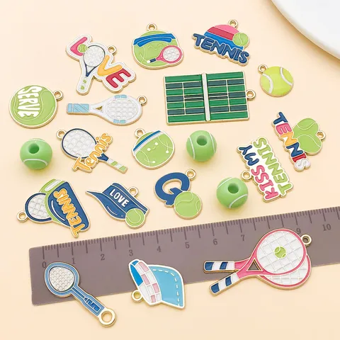 Stili Misti Lega di Zinco Gocciolamento d'Olio Tennis Tema Sportivo Racchette Palline Pendenti Ciondoli Accessori per Gioielli Fai da Te