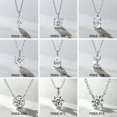 S925 Sterling Silver Moissanite Pendant Necklace For Women D Color VVS1 Sparkling Round Cut Clavicle Chain Fine Jewelry Gift