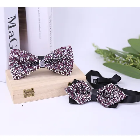 Men Crystal Rhinestone Bow Tie British Style Wedding Groom Fashion Bowtie Polyester Rhinestone Neckwear