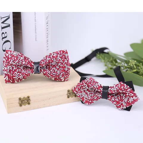 Men Crystal Rhinestone Bow Tie British Style Wedding Groom Fashion Bowtie Polyester Rhinestone Neckwear